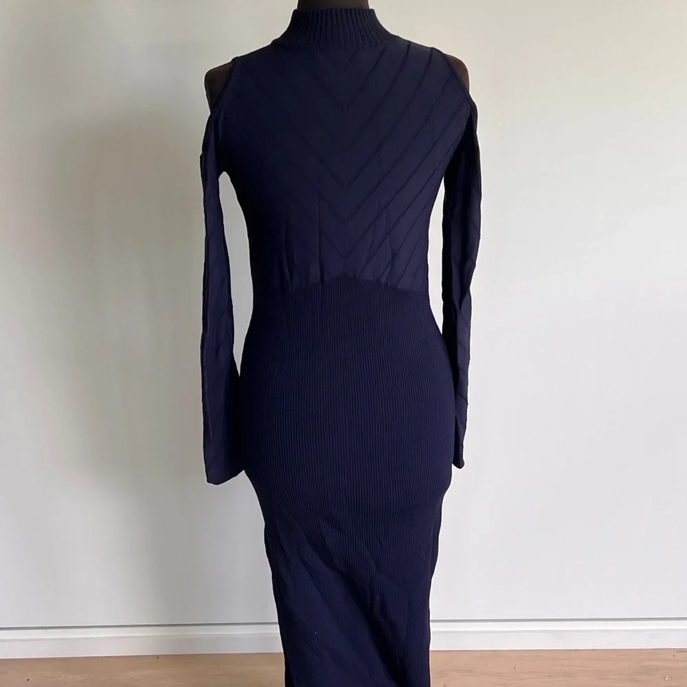 Manning Cartell Turtle Neck Navy Blue Maxi Dress Size Medium - Picture 7 of 14